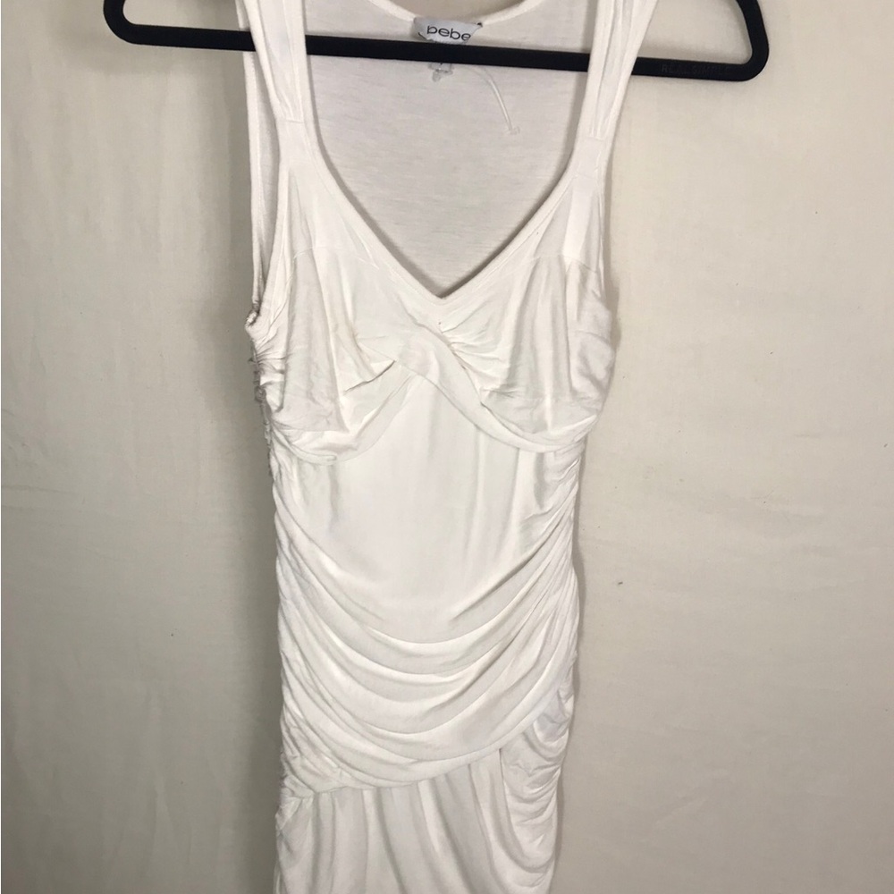 Bebe White Ruched Dress